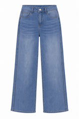Womens Sky Blue Wide Leg Striped High Waisted Jeans | Cicy Bell