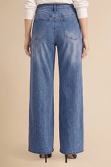 Womens Sky Blue Wide Leg Striped High Waisted Jeans | Cicy Bell