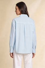 Womens Sky Blue Long Sleeve Button Down Shirt | CicyBell
