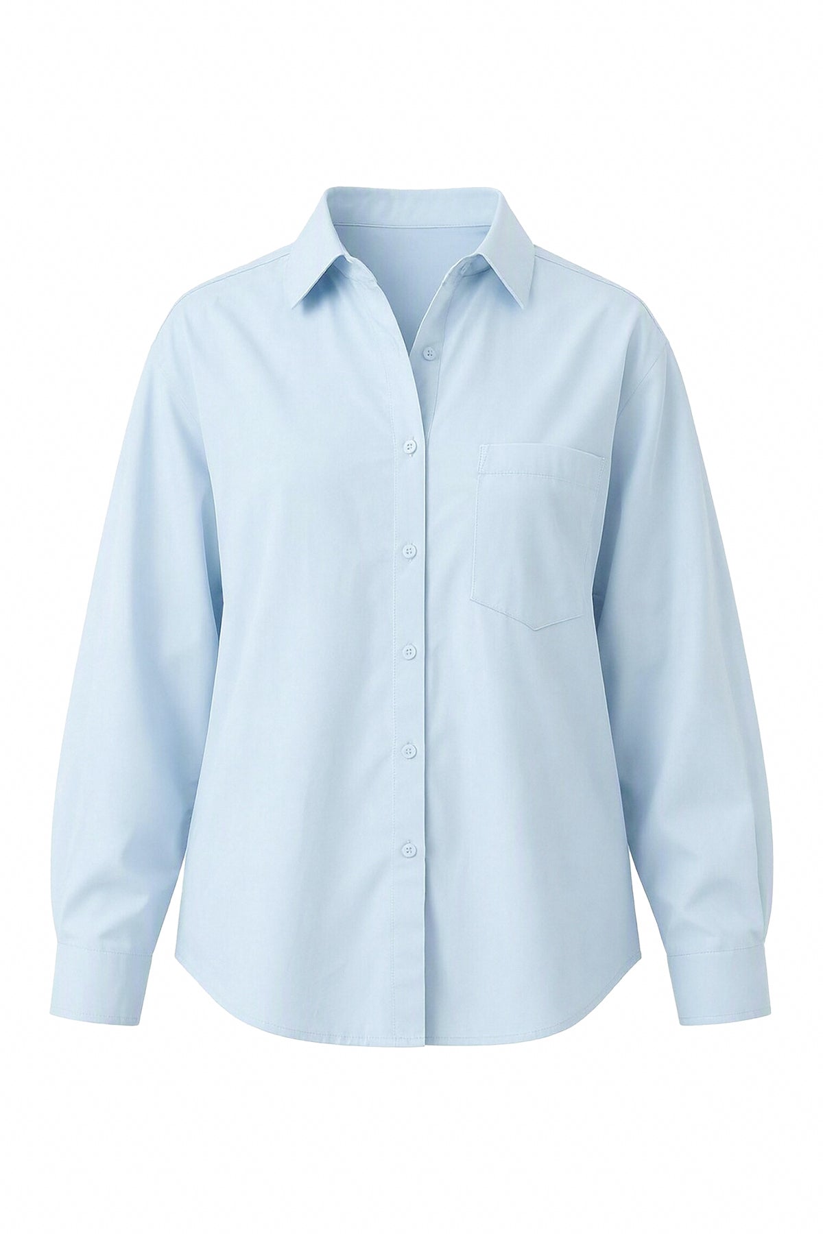 Womens Sky Blue Long Sleeve Button Down Shirt | CicyBell