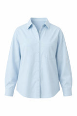 Womens Sky Blue Long Sleeve Button Down Shirt | CicyBell