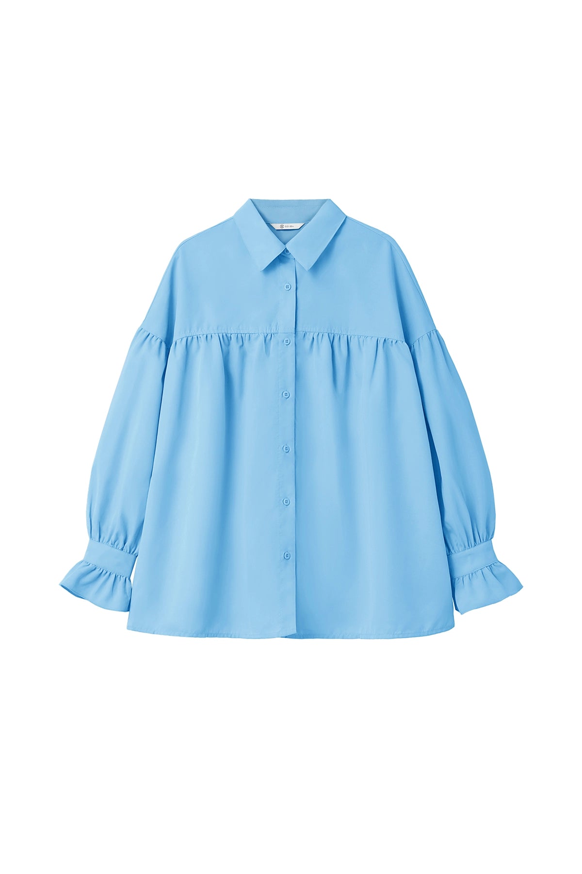 Cicy Bell Womens Sky Blue Oversized Button Down Shirts