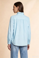 Womens Sky Blue Oversized Button Down Shirts| CicyBell