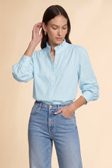Womens Sky Blue Oversized Button Down Shirts| CicyBell