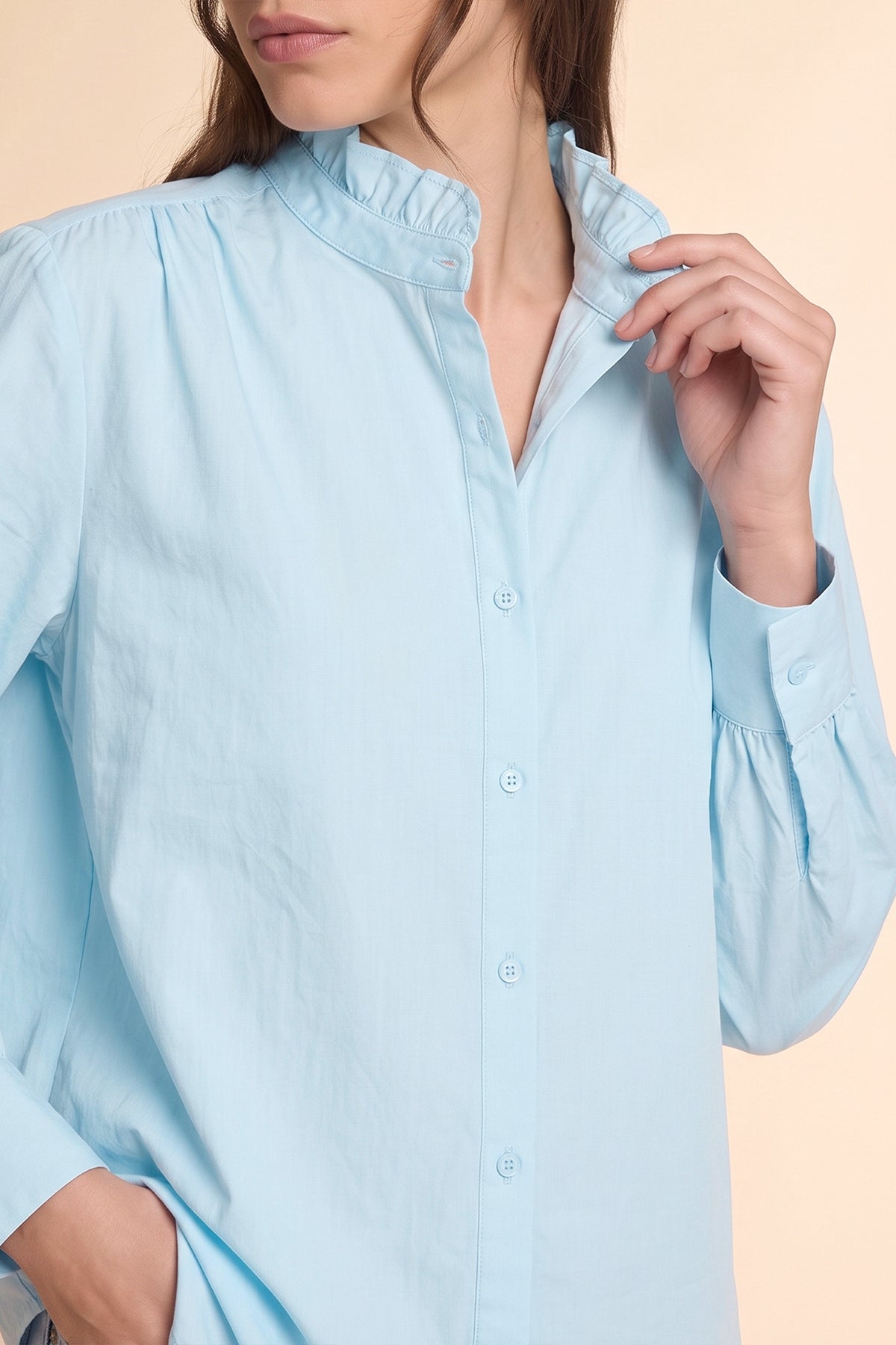 Womens Sky Blue Oversized Button Down Shirts| CicyBell