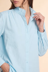 Womens Sky Blue Oversized Button Down Shirts| CicyBell