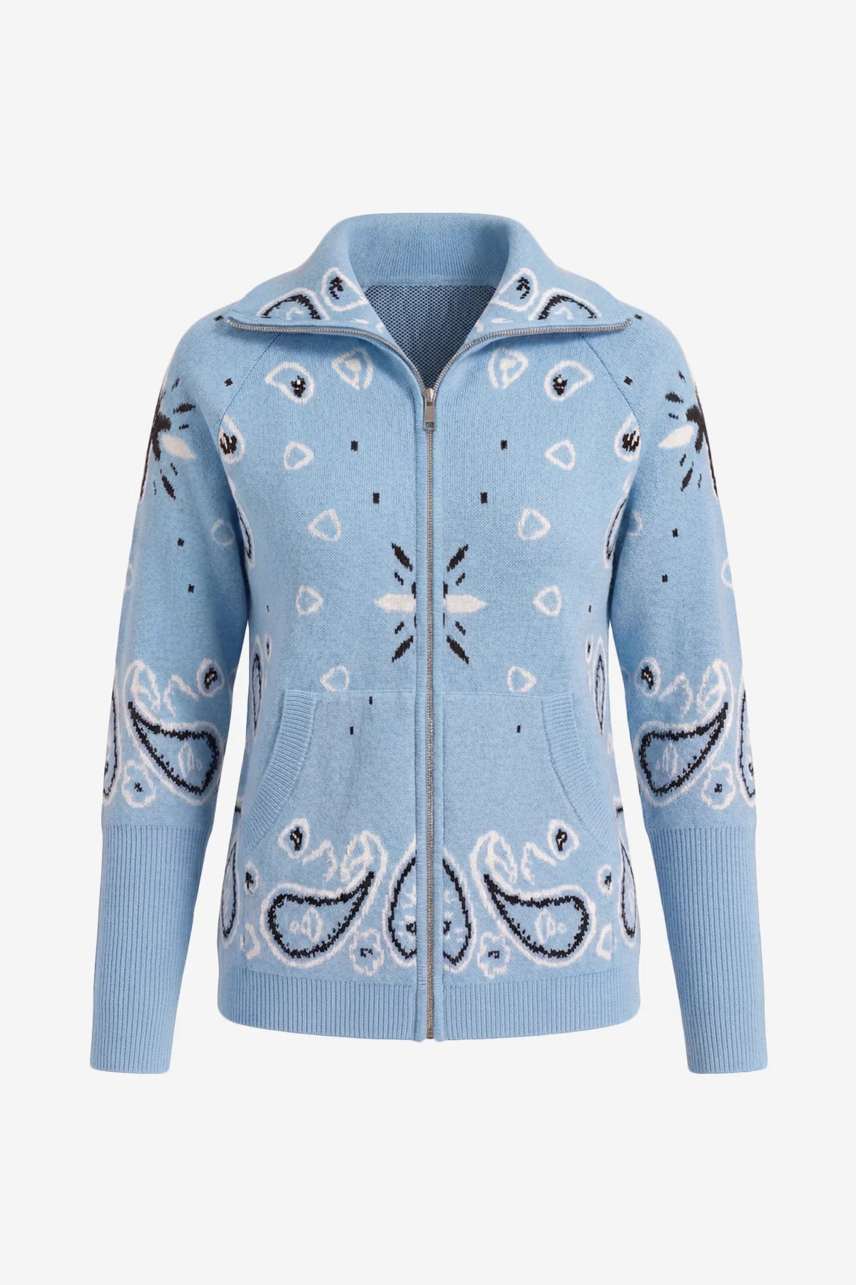 Women Sky Blue Zip Up Cardigan Sweater| CicyBell