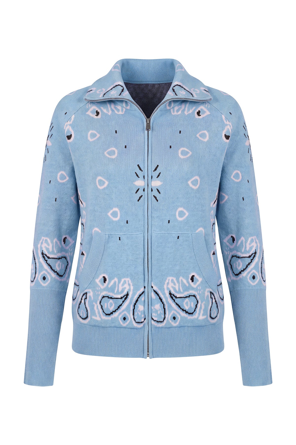 Women Sky Blue Zip Up Cardigan Sweater| CicyBell