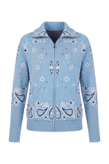 Women Sky Blue Zip Up Cardigan Sweater| CicyBell