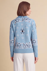 Women Sky Blue Zip Up Cardigan Sweater| CicyBell