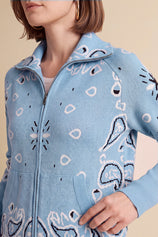 Women Sky Blue Zip Up Cardigan Sweater| CicyBell