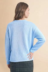 Womens Sky Blue Long Sleeve Sweater | Cicy Bell