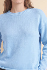 Womens Sky Blue Long Sleeve Sweater | Cicy Bell