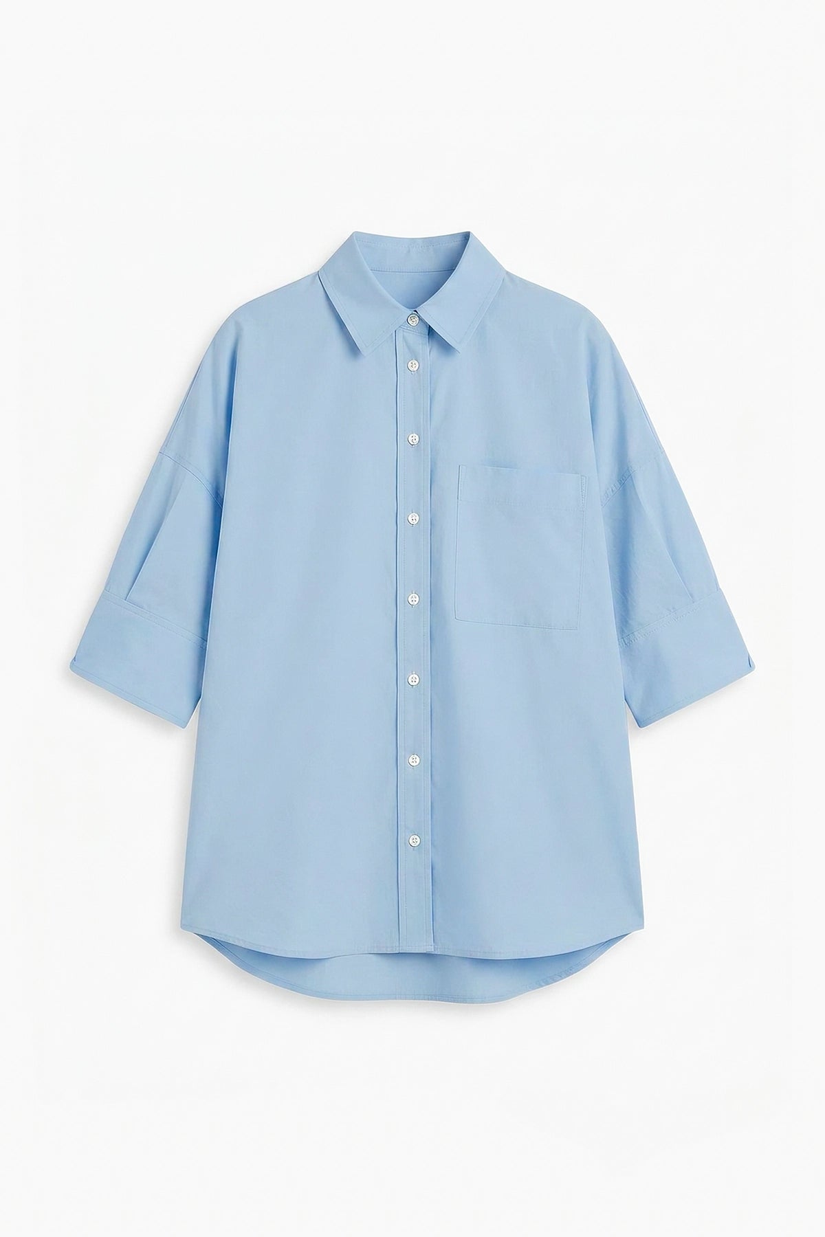 Womens Sky Blue Oversized Button Down Shirts | CicyBell