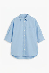 Womens Sky Blue Oversized Button Down Shirts | CicyBell