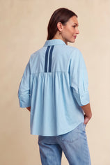 Womens Sky Blue Oversized Button Down Shirts | CicyBell