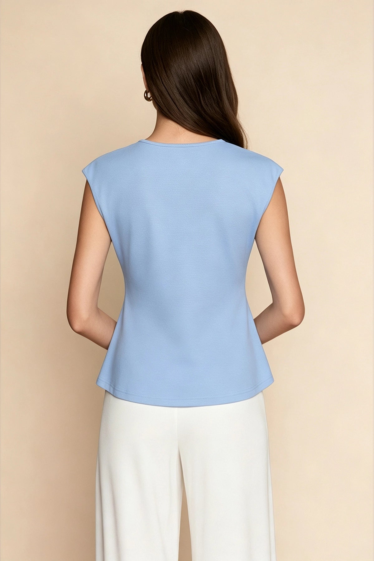 Womens Sky Blue V Neck Wrap Tank Tops | CicyBell