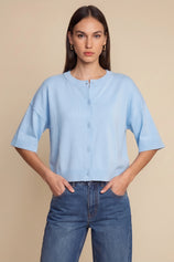 Cicy Bell Womens Sky Blue Cardigan Tops