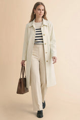 Womens Solid Beige Trench Long Coat | CicyBell