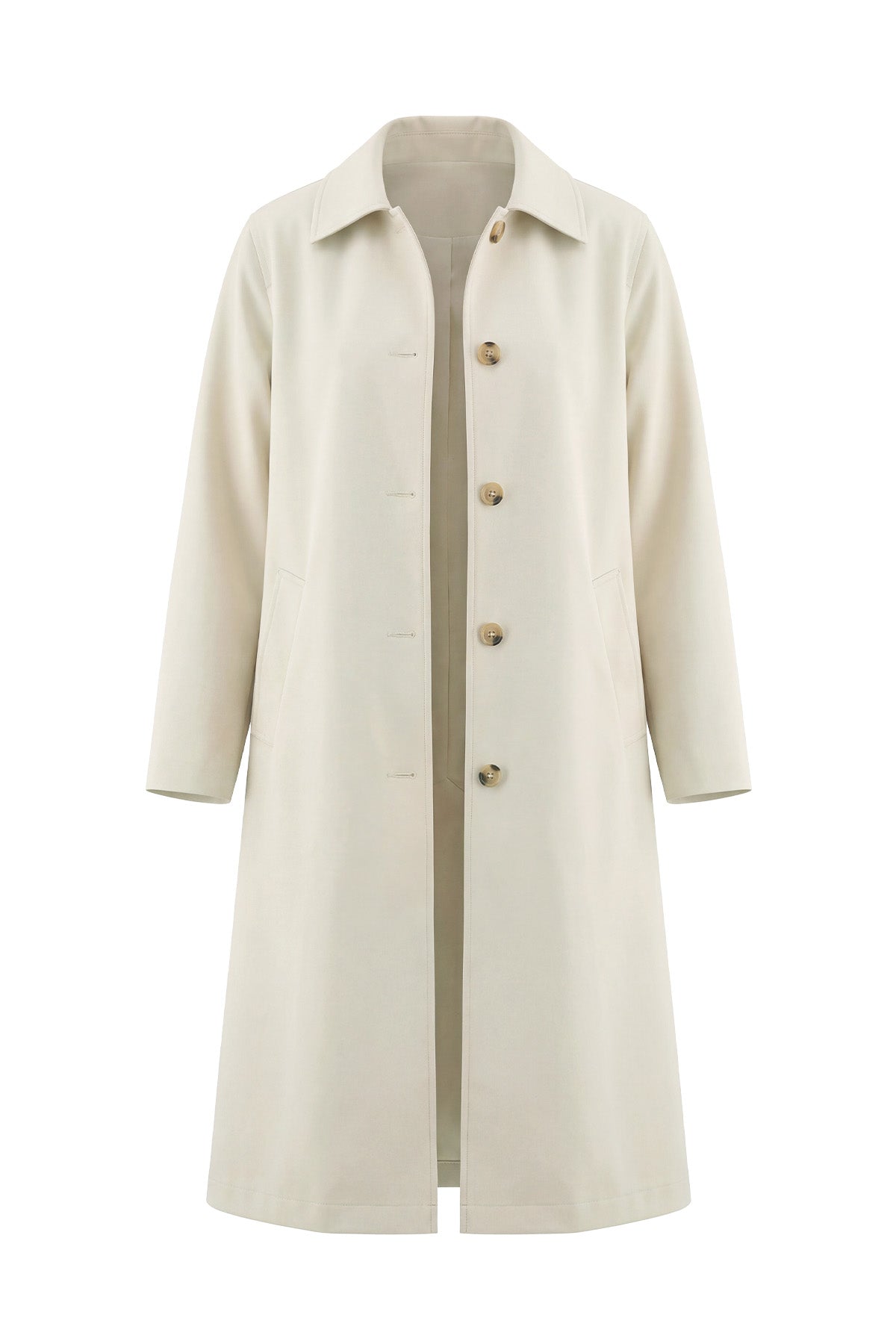 Womens Solid Beige Trench Long Coat | CicyBell