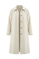 Womens Solid Beige Trench Long Coat | CicyBell