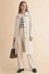 Womens Solid Beige Trench Long Coat | CicyBell