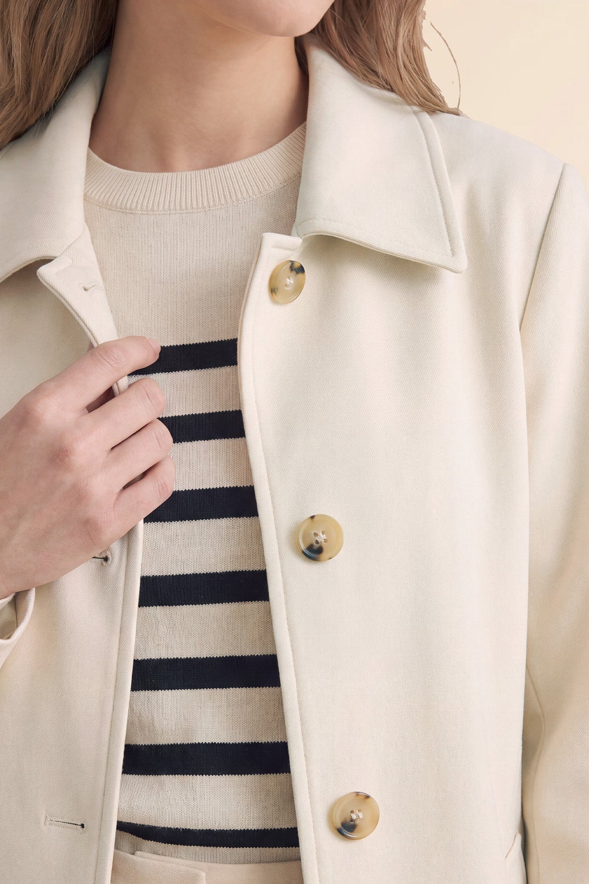 Womens Solid Beige Trench Long Coat | CicyBell