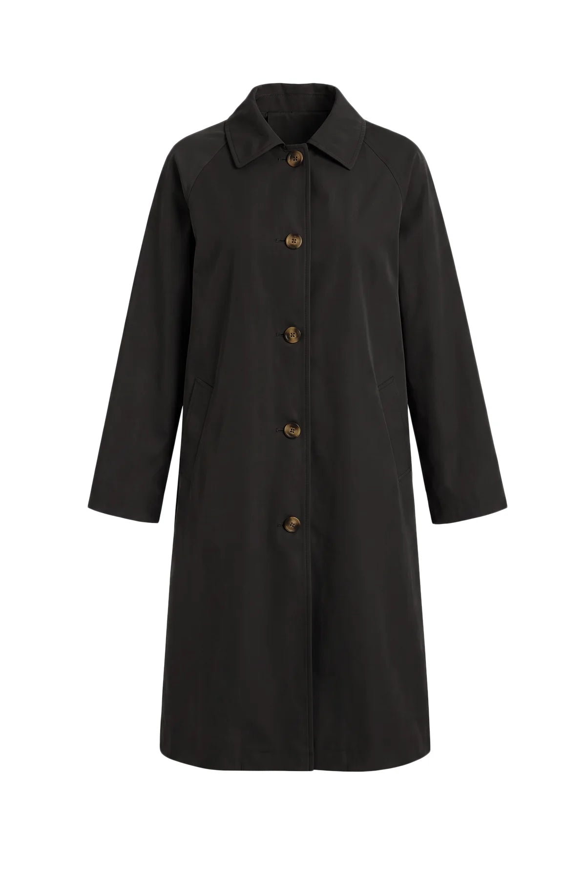Womens Solid Black Trench Long Coat | CicyBell