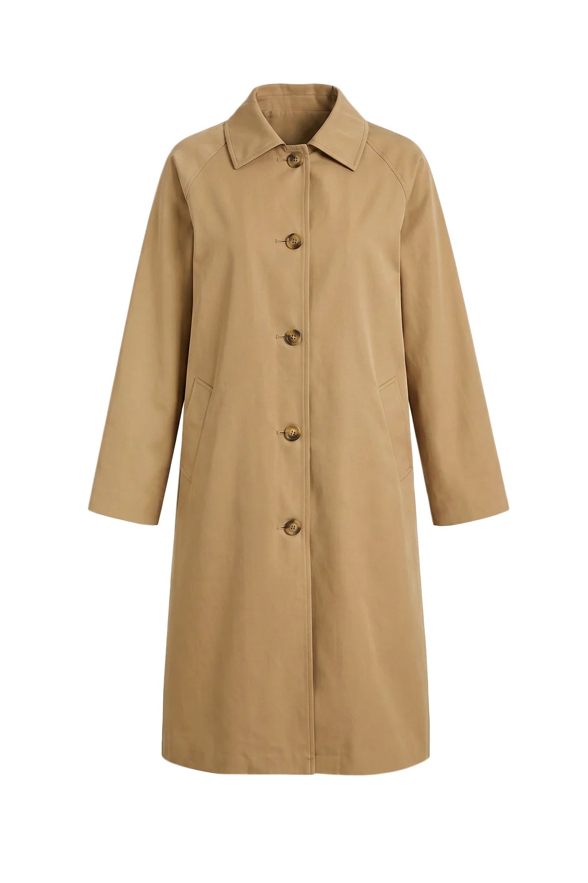 Womens Solid Camel Trench Long Coat | CicyBell