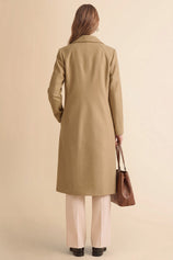 Womens Solid Camel Trench Long Coat | CicyBell