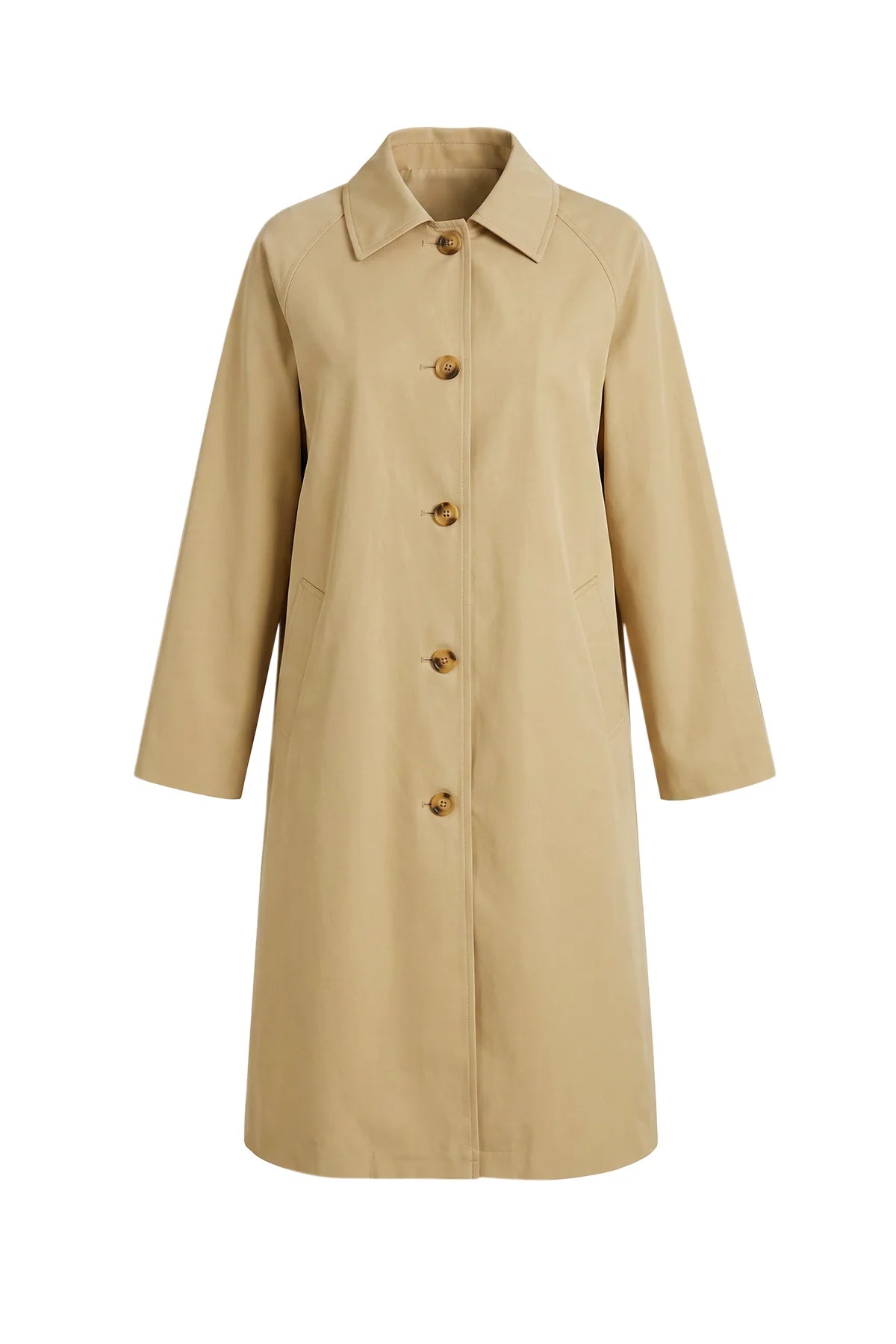 Womens Solid Khaki Trench Long Coat | CicyBell