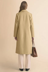 Womens Solid Khaki Trench Long Coat | CicyBell