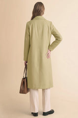Womens Solid Light Khaki Trench Long Coat | CicyBell