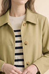 Womens Solid Light Khaki Trench Long Coat | CicyBell