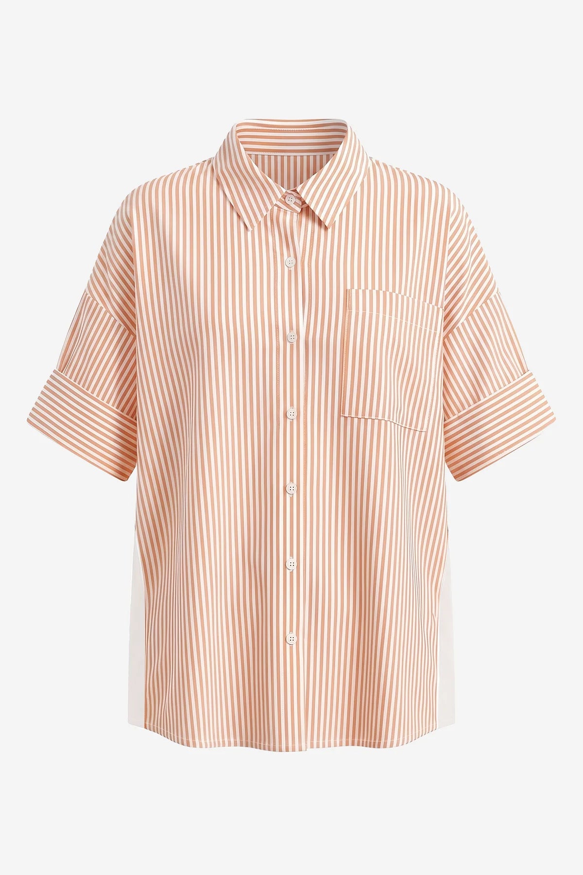 Womens Striped Apricot Button Down Shirts | CicyBell