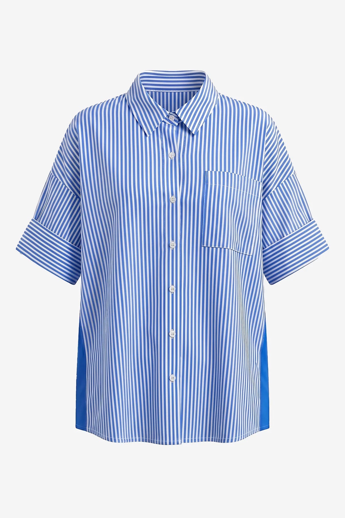 Womens Striped Navy Button Down Shirts | CicyBell
