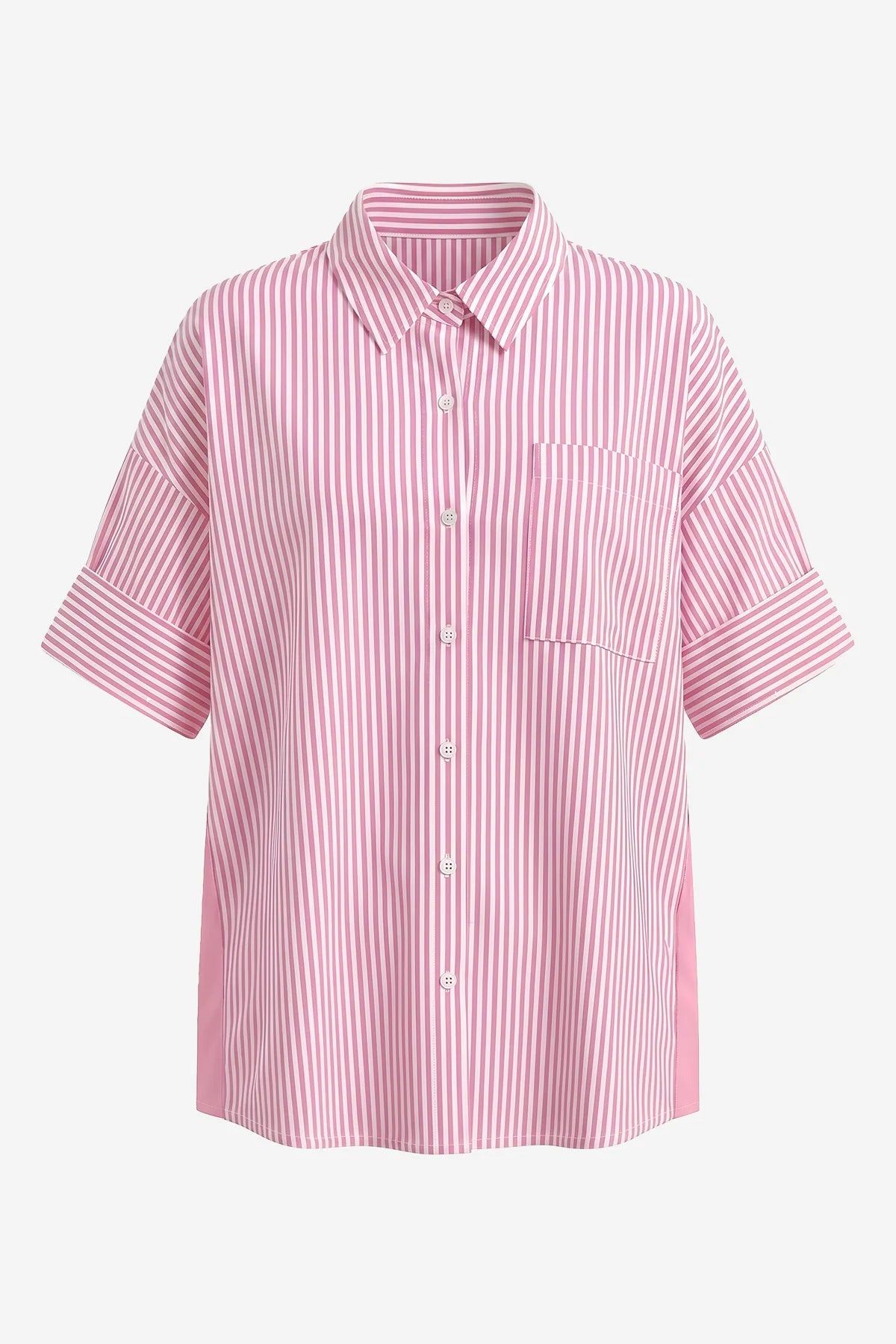 Womens Striped Pink Button Down Shirts | CicyBell