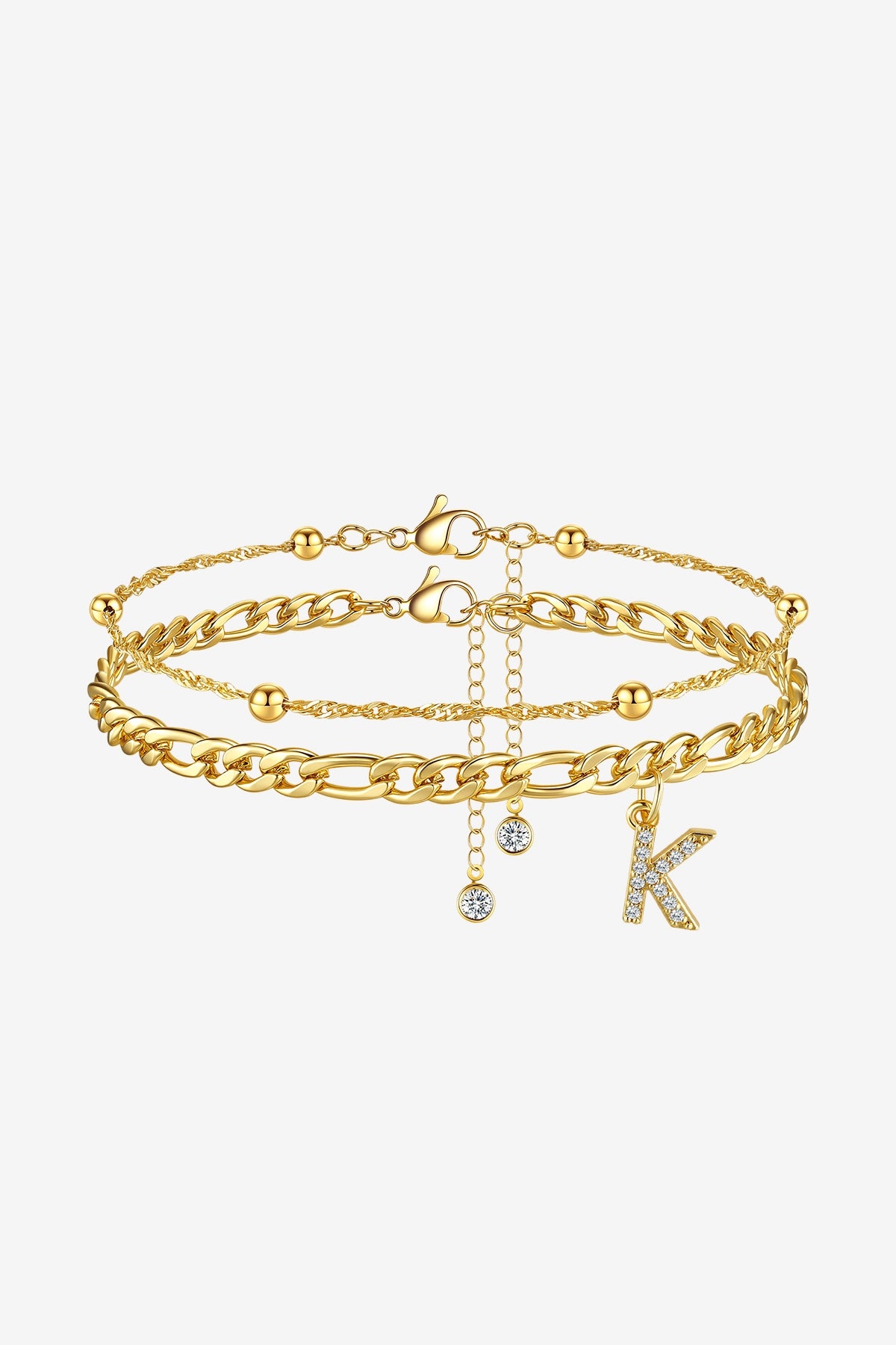 Women 18K Gold Initial K Layered Bracelets| CicyBell
