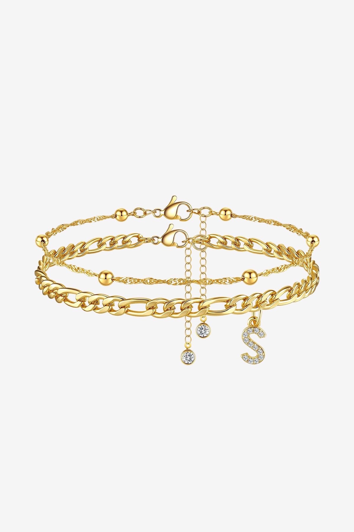 Women 18K Gold Initial S Layered Bracelets| CicyBell