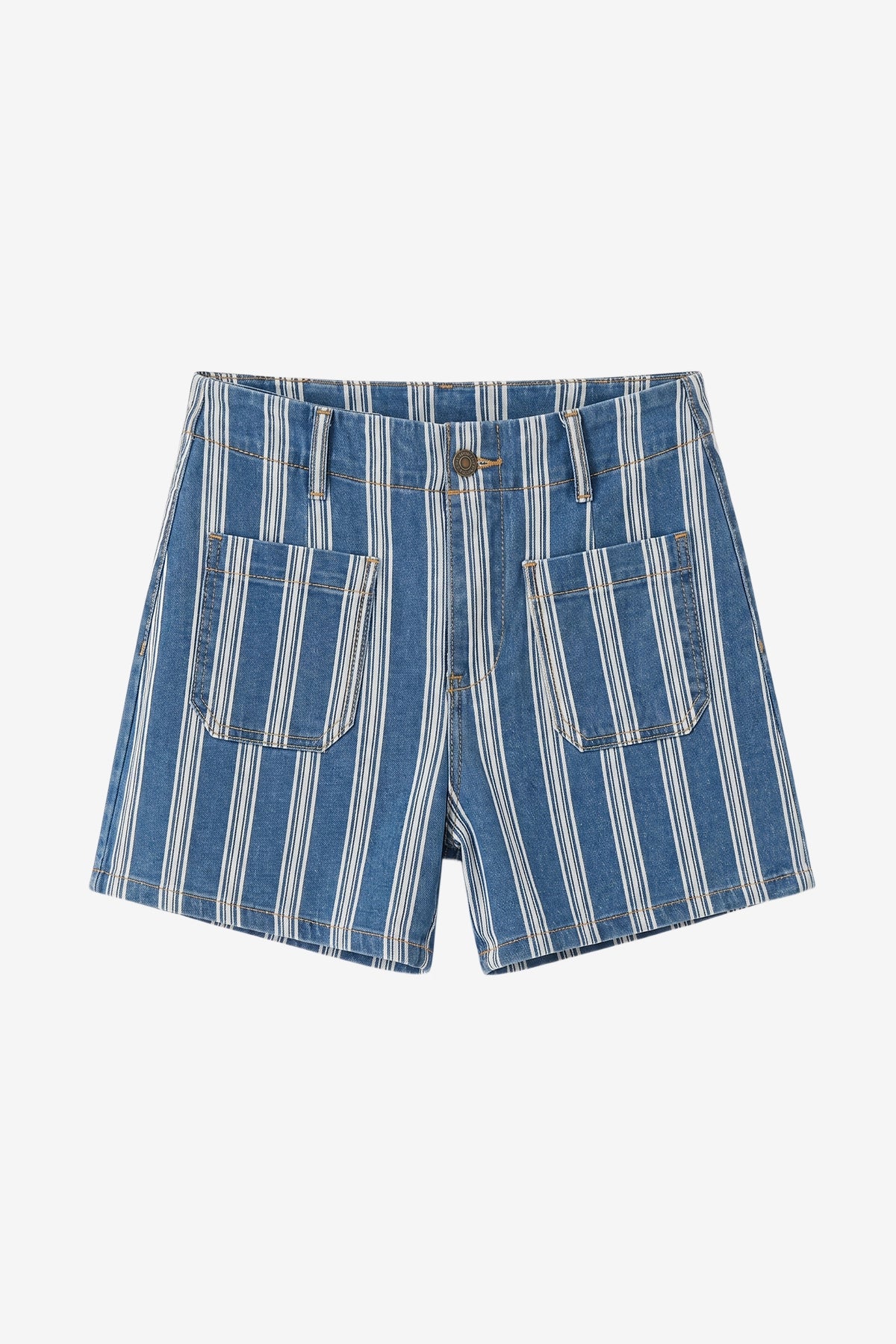 Womens Blue Summer Striped Jean Shorts | CicyBell