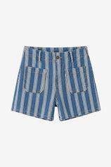 Womens Blue Summer Striped Jean Shorts | CicyBell
