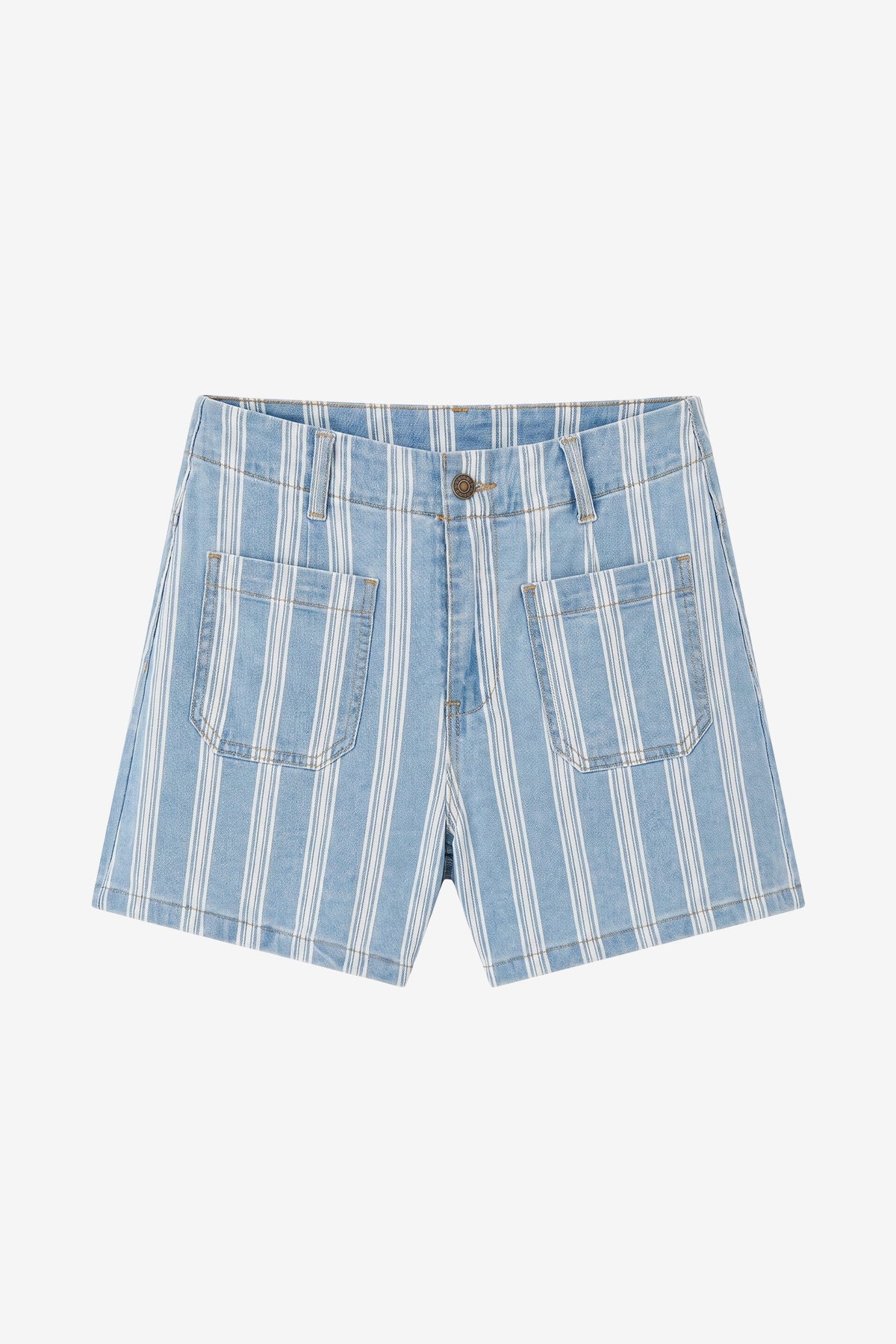 Womens Light Blue Summer Striped Jean Shorts | CicyBell
