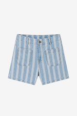 Womens Light Blue Summer Striped Jean Shorts | CicyBell