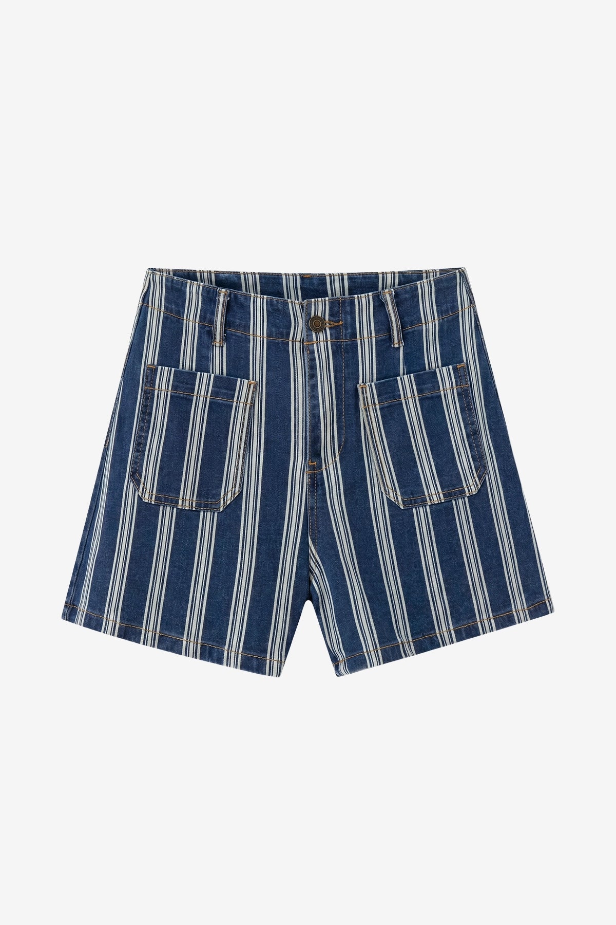 Womens Navy Summer Striped Jean Shorts | CicyBell
