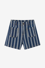 Womens Navy Summer Striped Jean Shorts | CicyBell