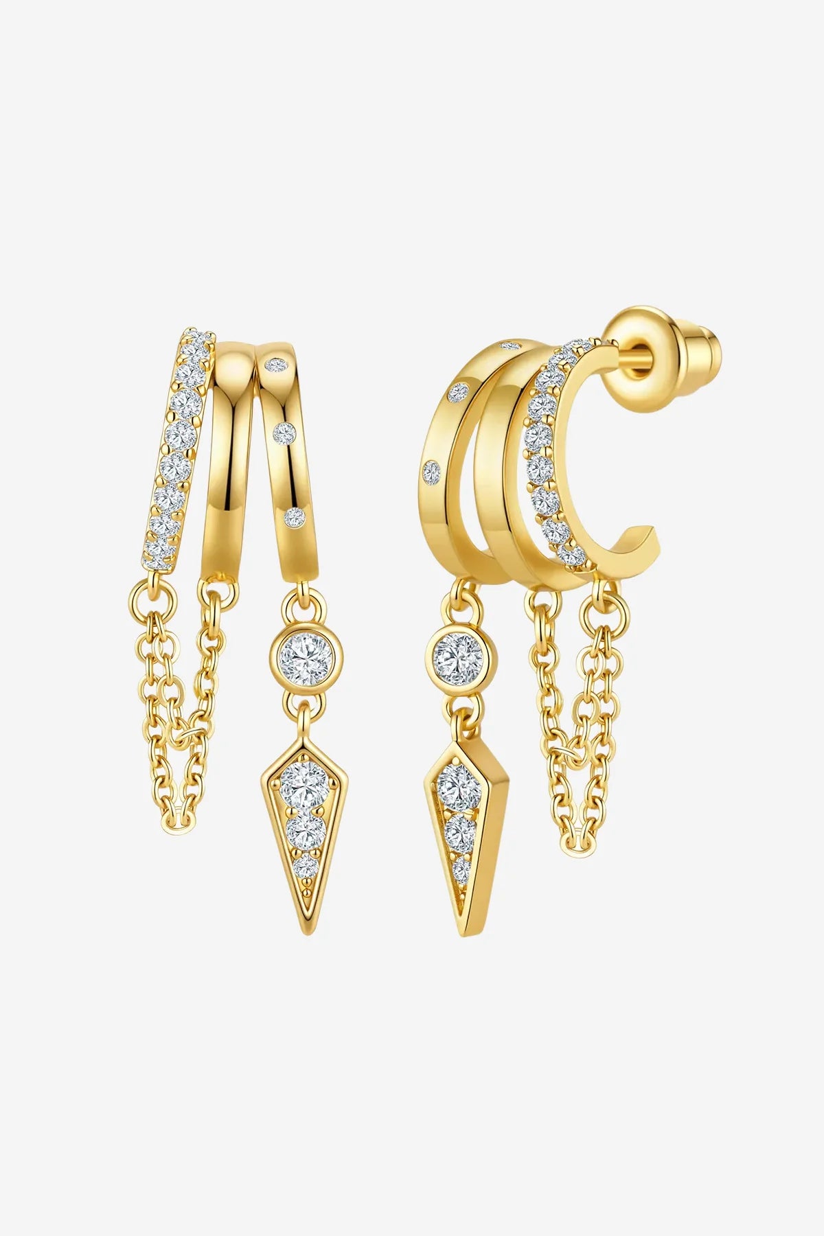 Women 18K Gold  Triple Hoop Earring C | CicyBell