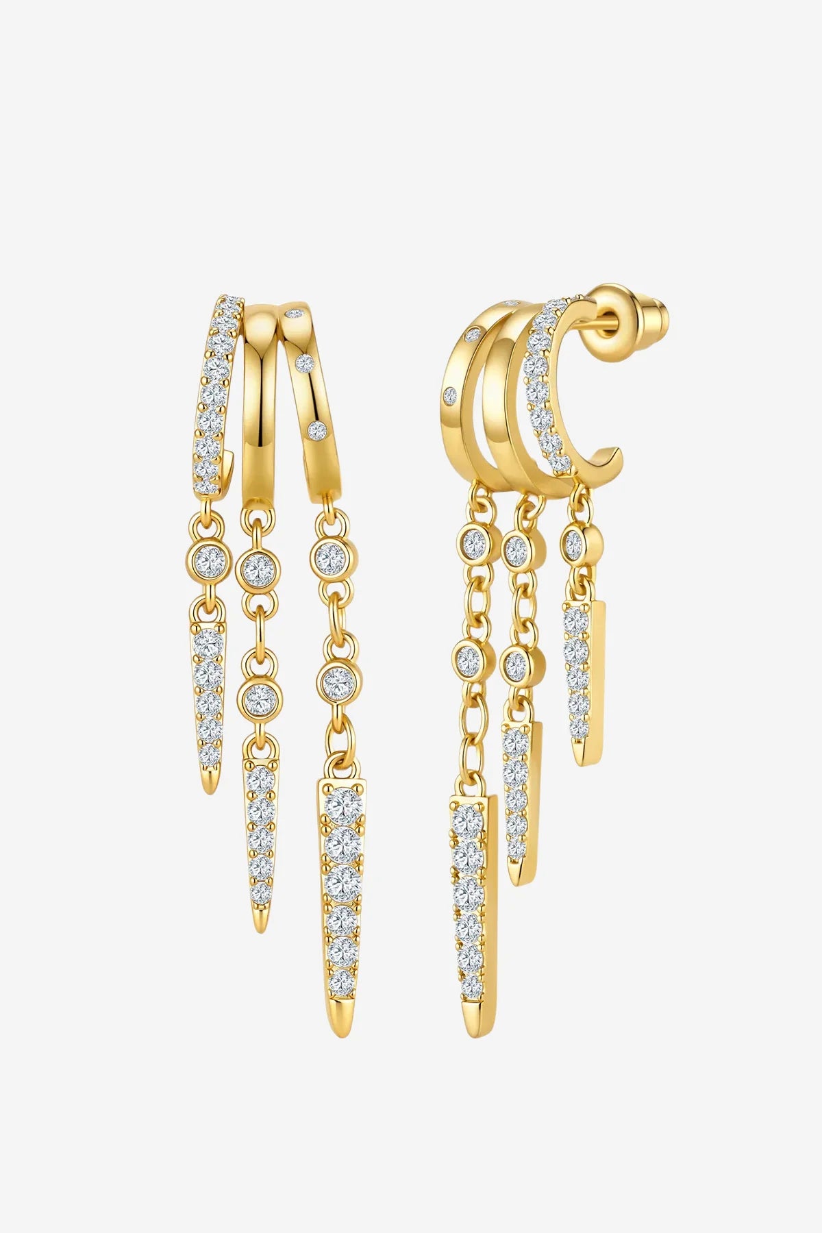 Women 18K Gold  Triple Hoop Earring E | CicyBell