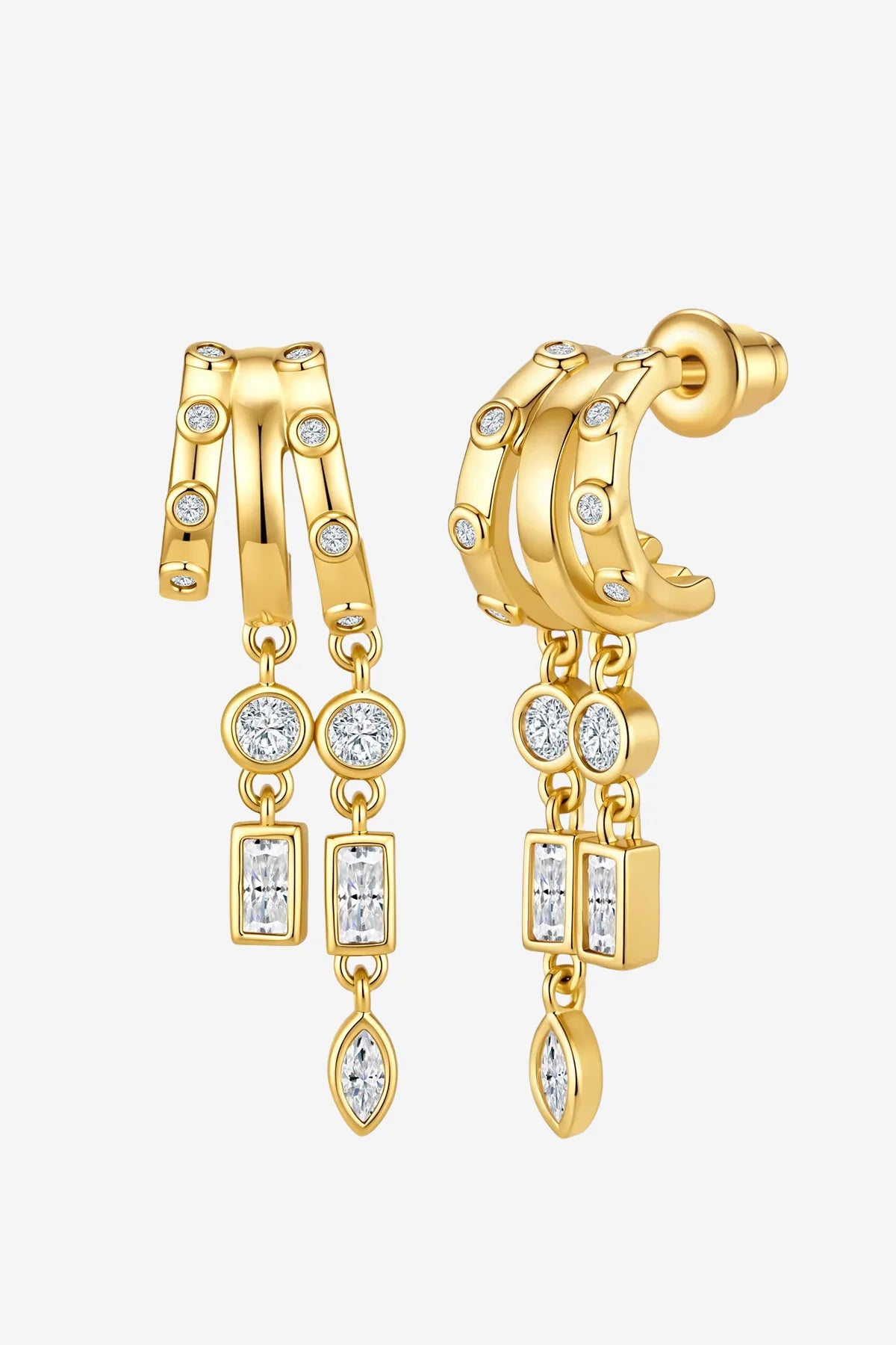 Women 18K Gold  Triple Hoop Earring F | CicyBell