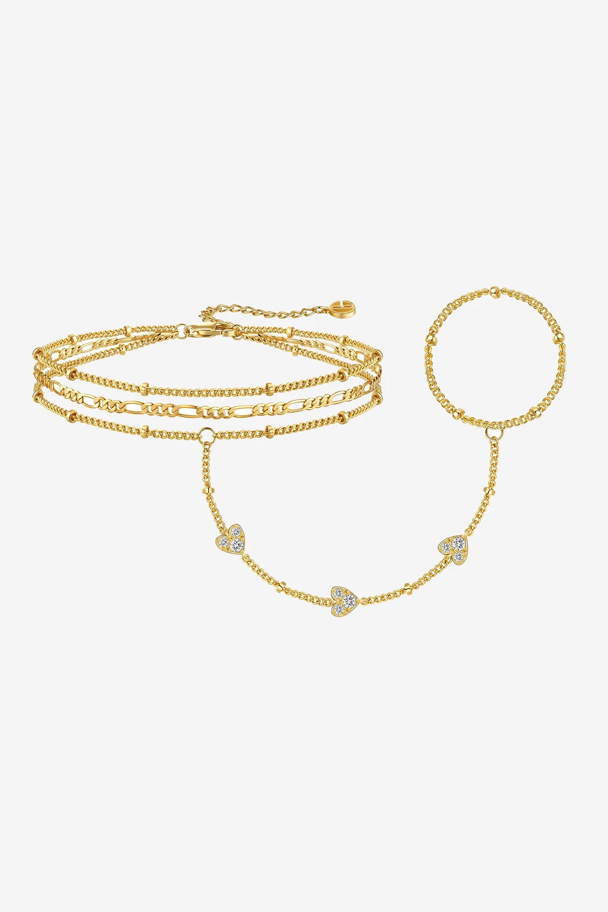 Women 18K Gold  Heart Hand Chain | CicyBell
