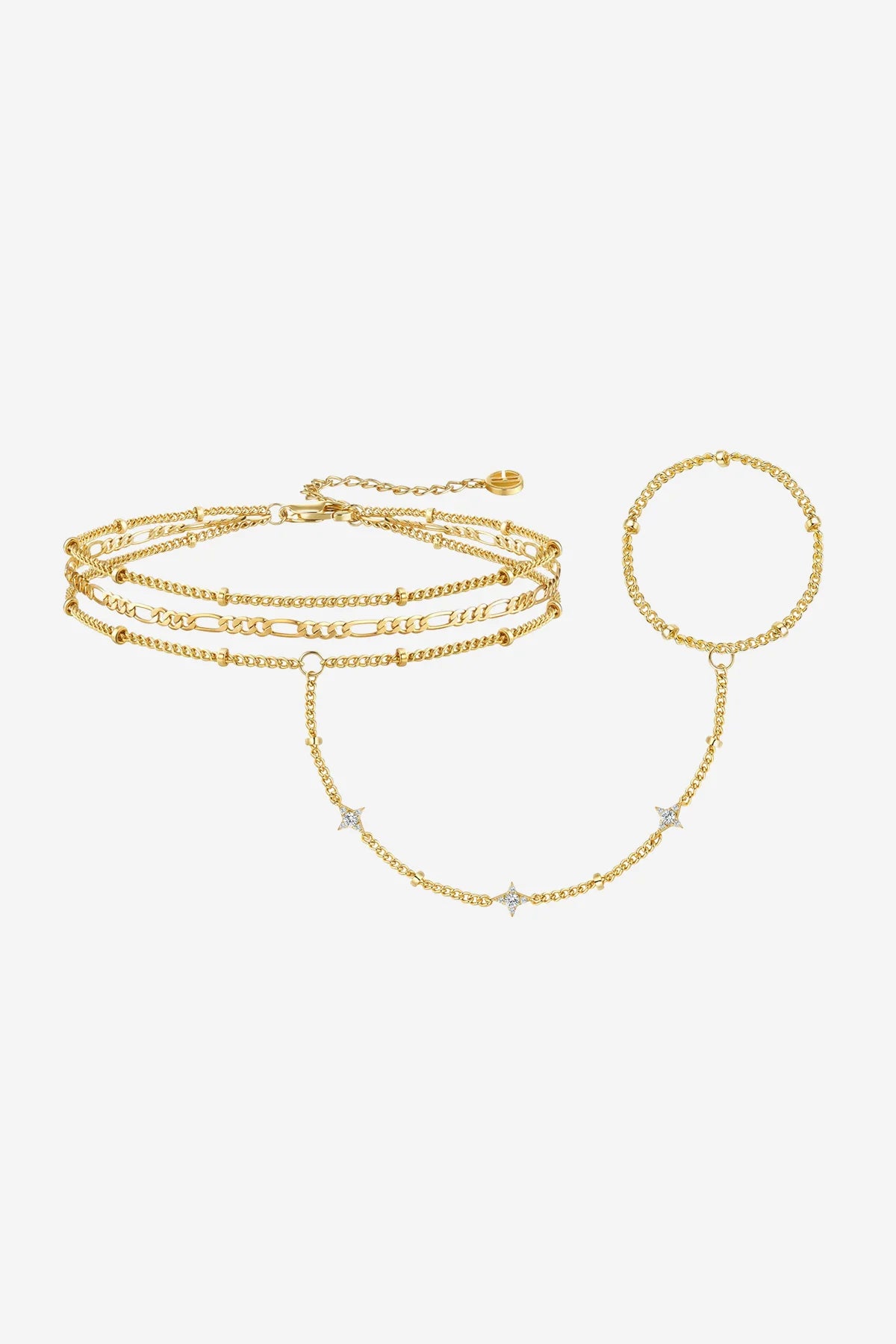 Women 18K Gold  Star Layered Hand Chain | CicyBell